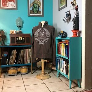 Obey brown sweatshirt with zipper hoodie